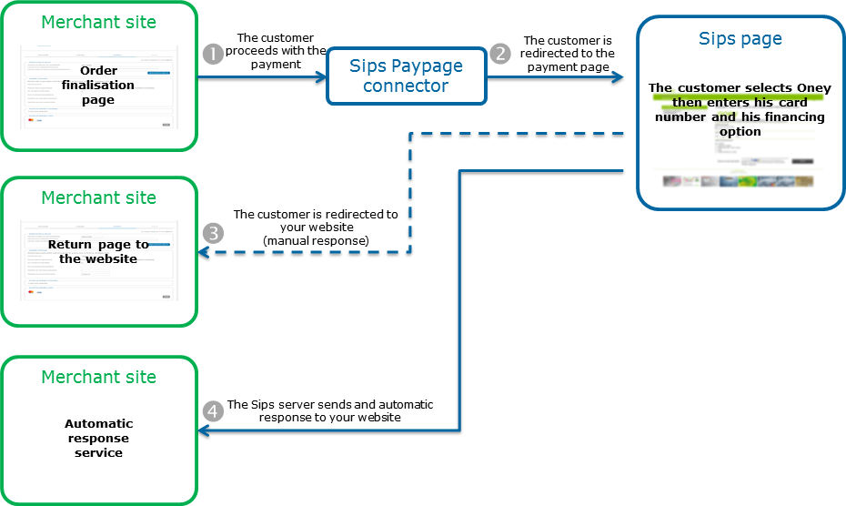 diagram showing the payment kinematics via paypage