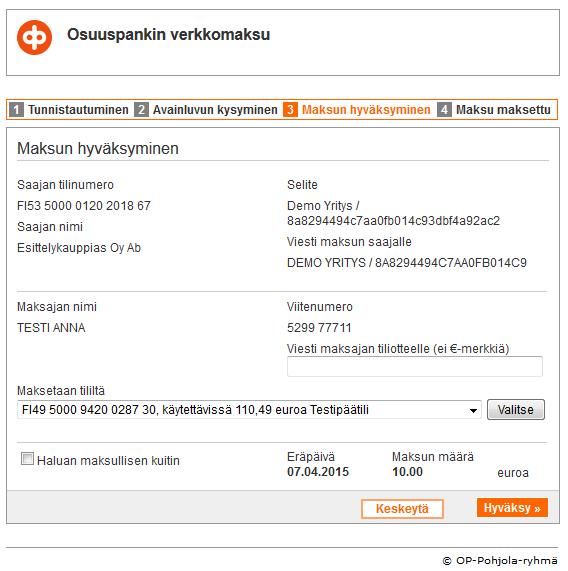 image of the transaction confirmation page