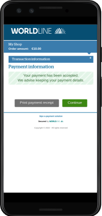 Payment confirmation page 