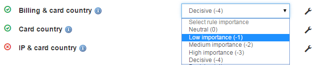 the choices are: neutral, low, medium, high importance or decisive