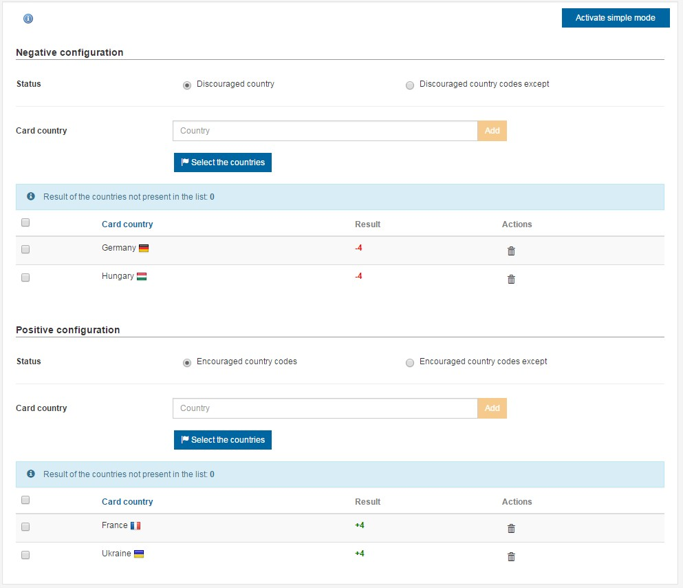 image showing the rule in advanced configuration mode