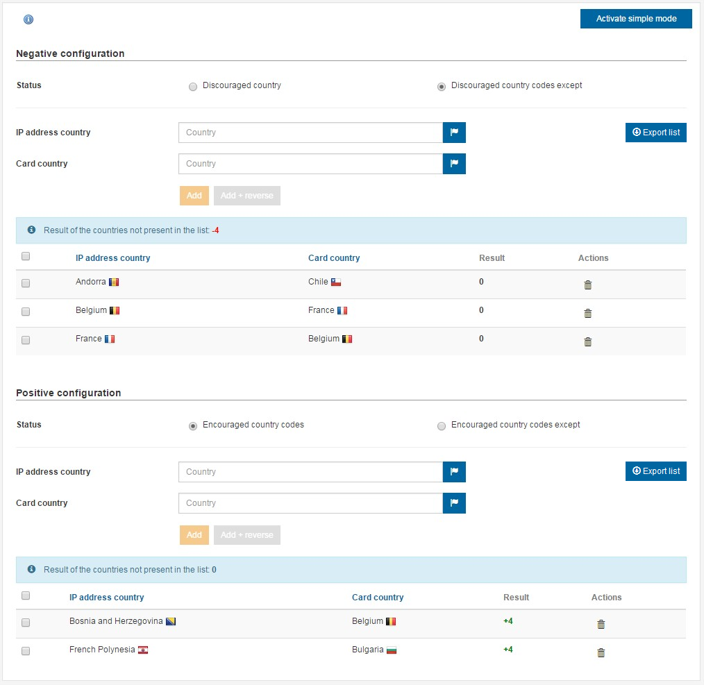 image showing the rule in advanced configuration mode