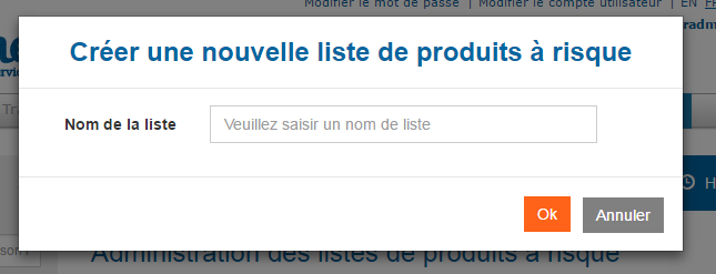 image montrant le champ de saisie du nom de la liste