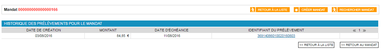 on y retrouve la date de création, le montant, la date d'échéance et l'identifiant