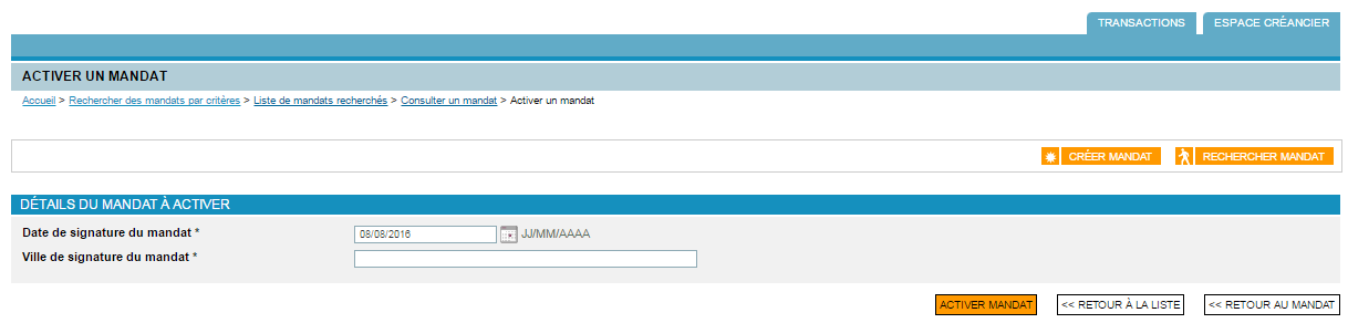 recherche par date de signature et ville de signature