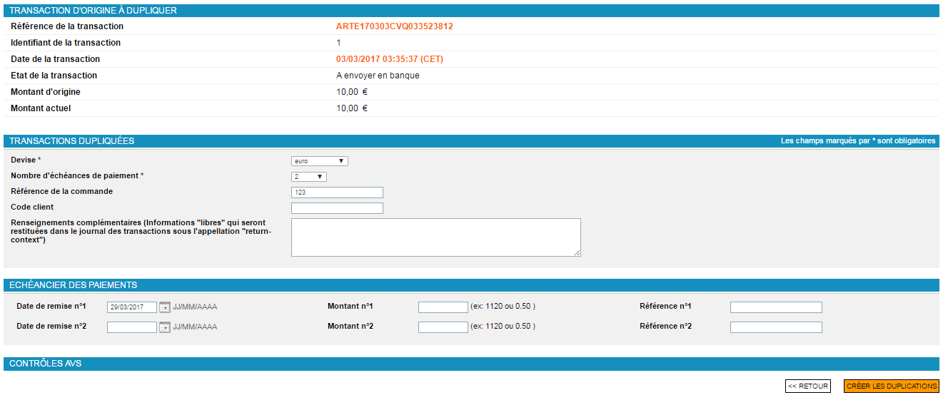 page de duplication