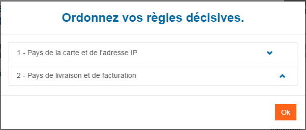 liste des règles pouvant être ordonnées