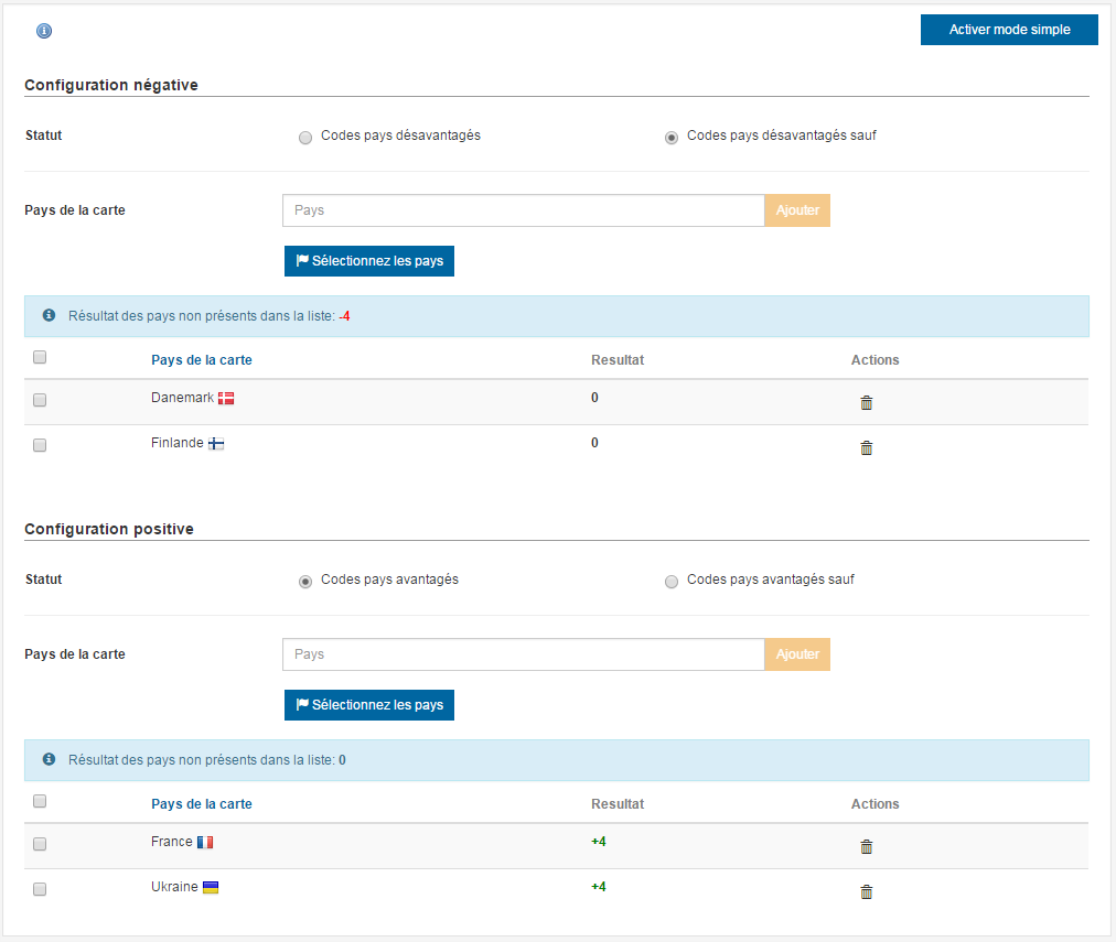 image montrant la règle en mode de configuration avancée