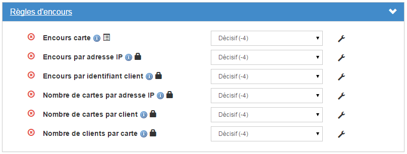 image montrant les règles d'encours